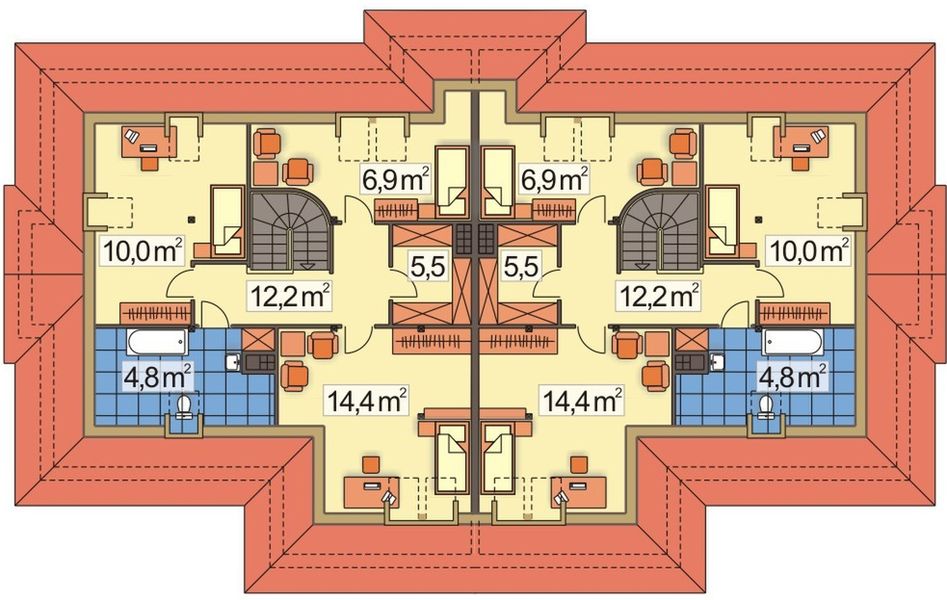 Poddasze projektu Cynamon wersja A 1-rodzinny 2-lokalowy
