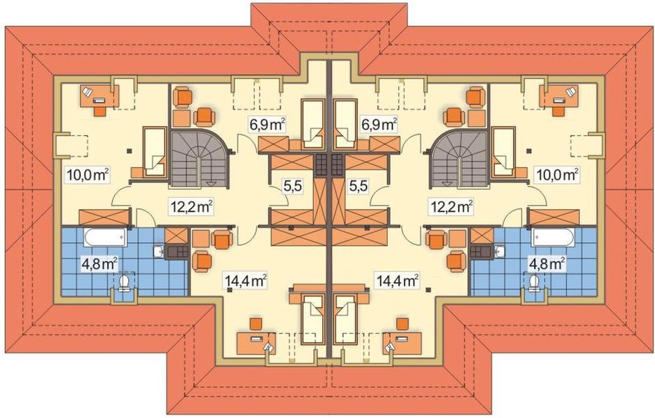 Poddasze projektu Cynamon wersja B bez wykusza z daszkami