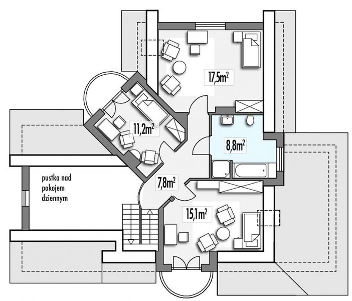 Poddasze projektu Dagmara B 2 garaże