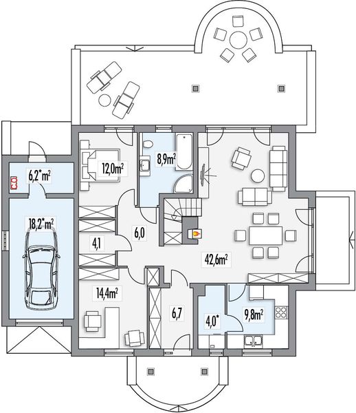 Parter projektu Jagódka B garaż PS