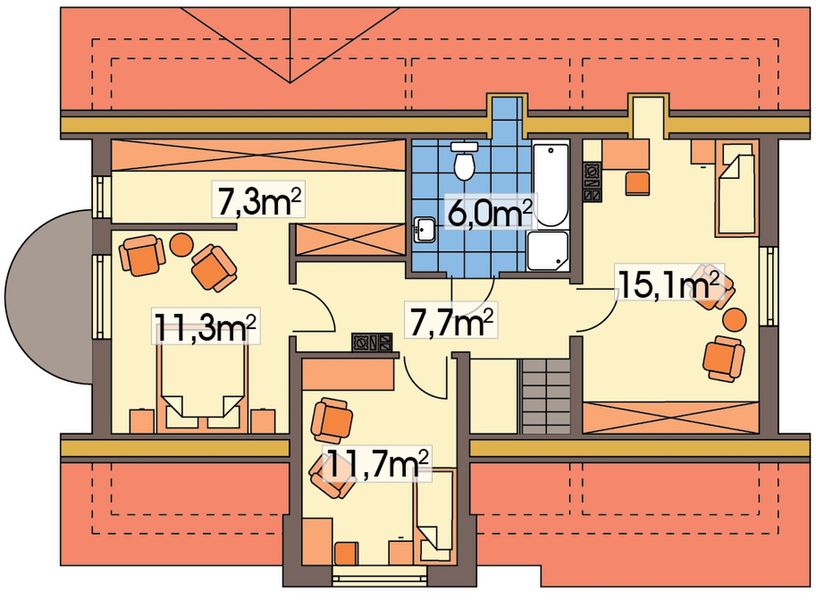 Poddasze projektu Jaśmin wersja A paliwo stałe