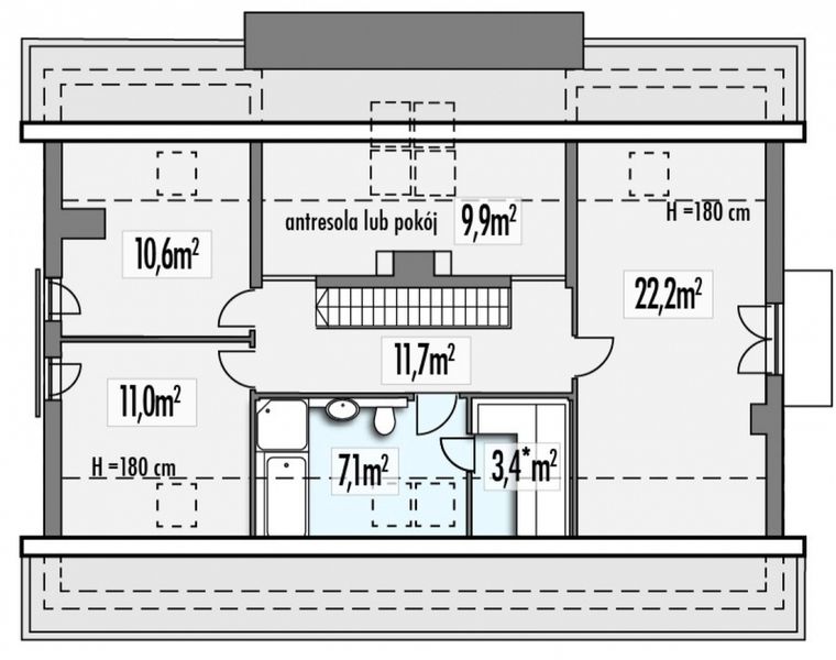 Poddasze projektu Bartek 2A wiata