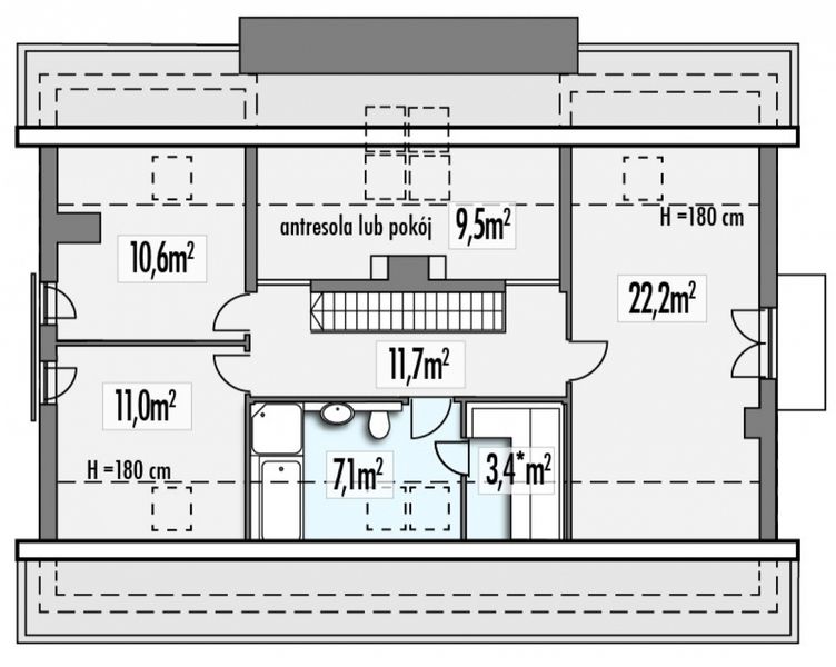 Poddasze projektu Bartek 2B garaż