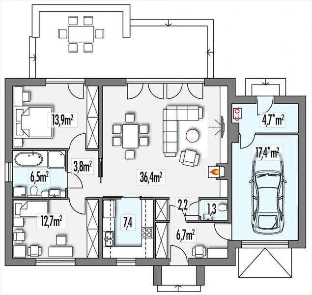 Parter projektu Edgar A garaż