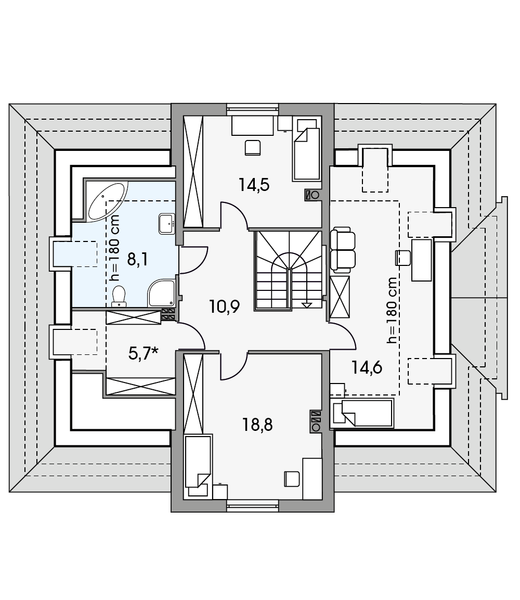 Poddasze projektu Kalina 2A garaż