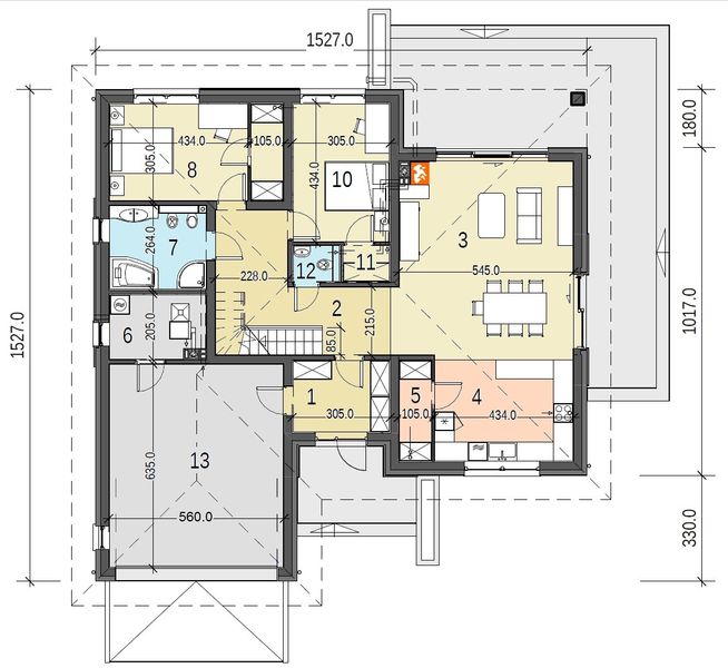 Parter projektu Heros z garażem 2-st.