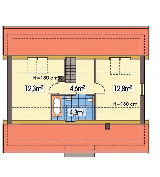 Poddasze projektu Alan 2 wersja A