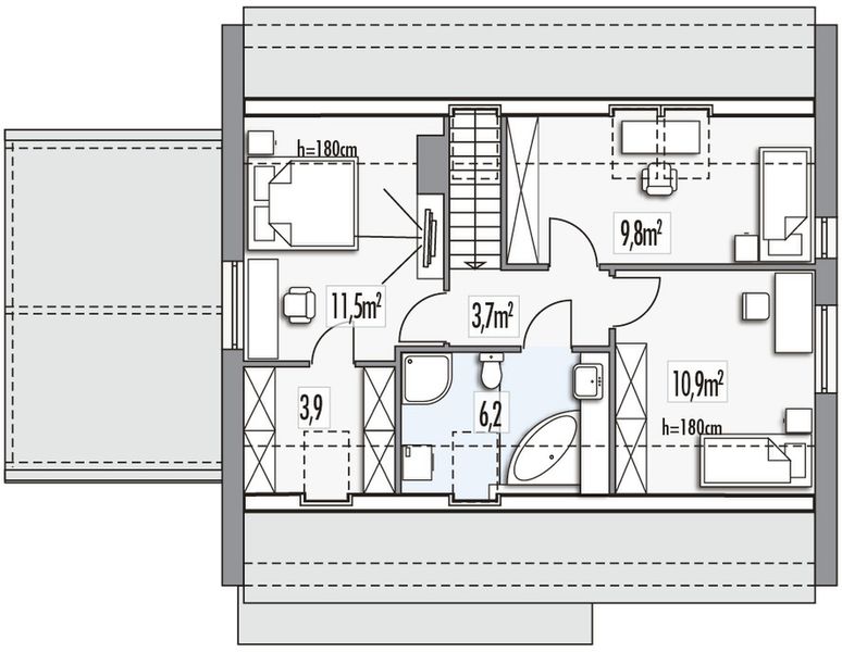 Poddasze projektu Vanessa A wiata