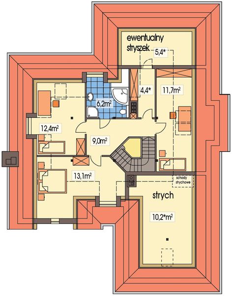 Poddasze projektu Lawenda wersja A paliwo stałe