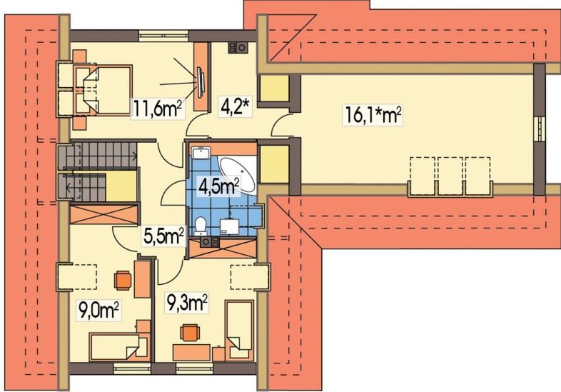 Poddasze projektu Sosenka 2 wersja B paliwo stałe