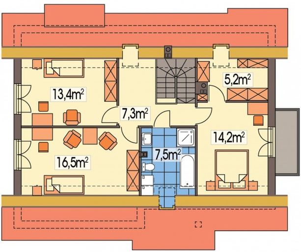 Poddasze projektu Werbena paliwo stałe wersja A z pojedynczym garażem