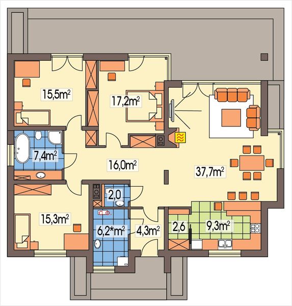 Parter projektu Alabama 3 wersja B bez garażu paliwo stałe
