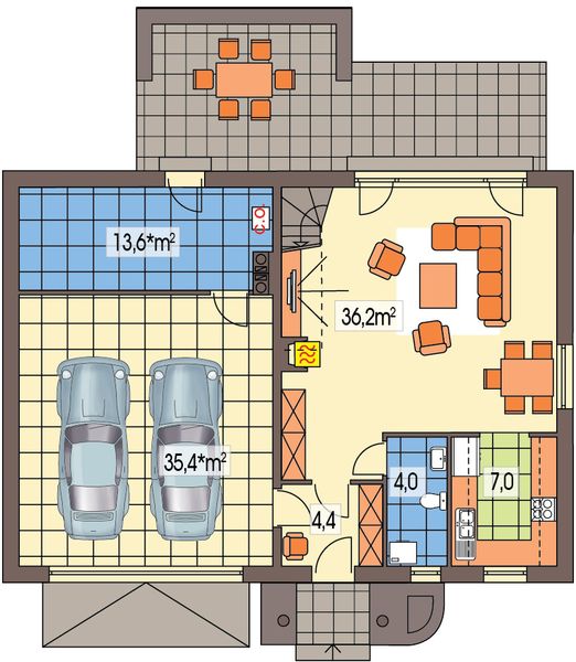 Parter projektu Scarlet A 2-garaże
