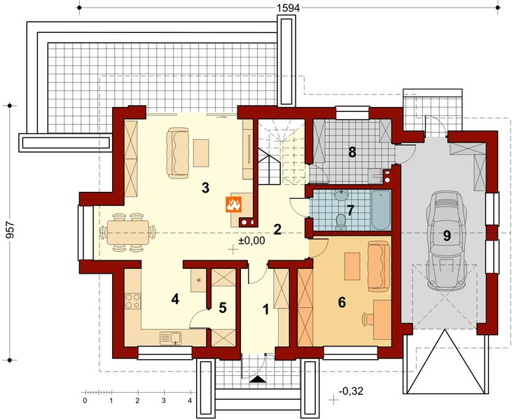 Parter projektu Sowa 7 z garażem