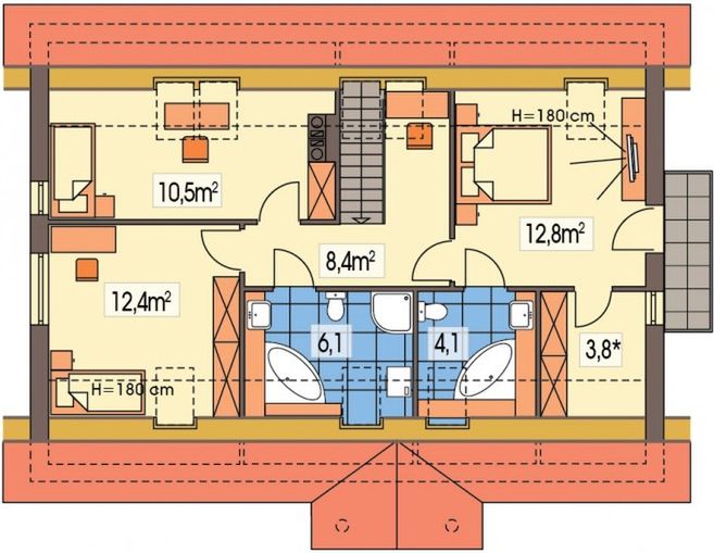 Poddasze projektu Scarlet B 2-garaże