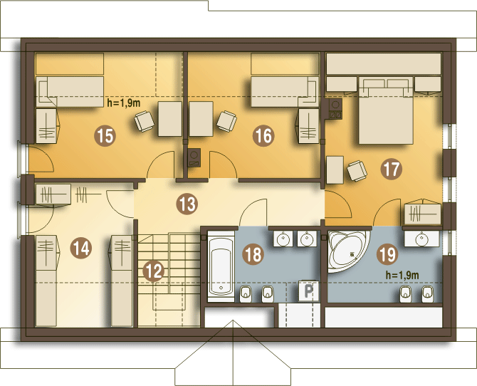 Poddasze projektu Julia z garażem 1-st. [A]