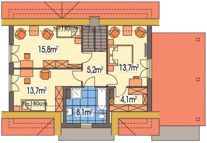 Poddasze projektu Maria wersja AW z wiatą paliwo stałe