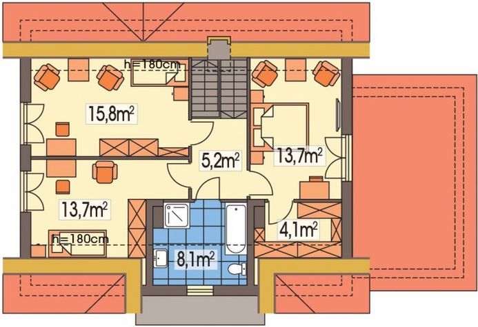 Poddasze projektu Maria wersja B z garażem paliwo stałe