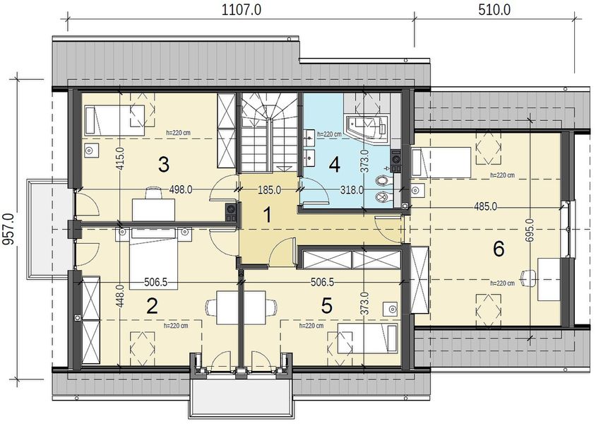 Poddasze projektu Sowa 5 z garażem 2-st.