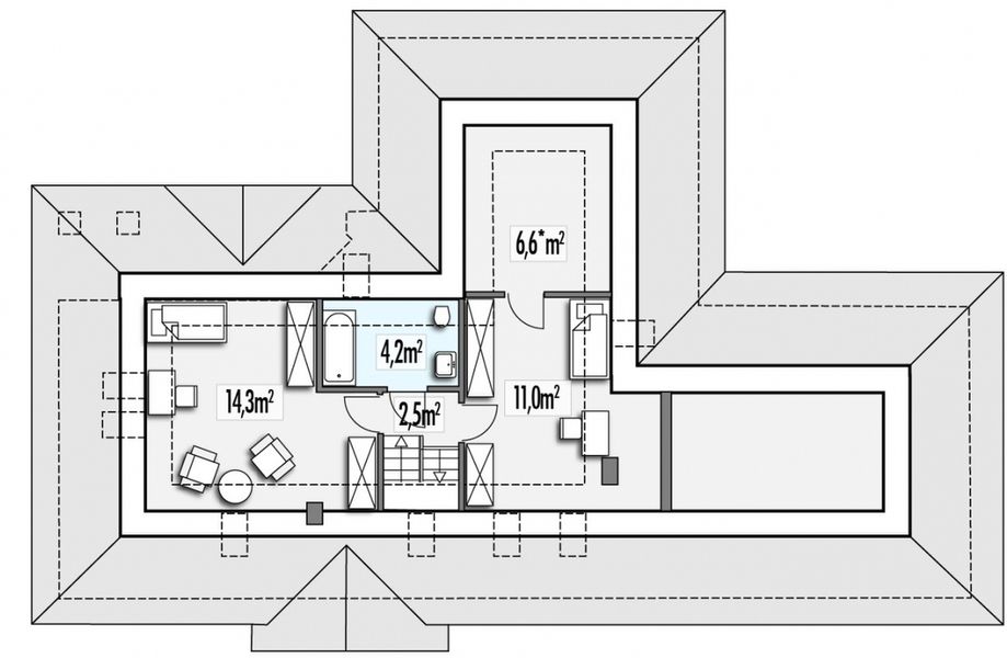 Poddasze projektu Benita C 2 garaże
