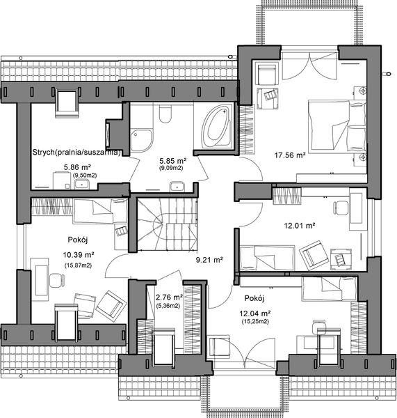 Poddasze projektu Domidea 52 d
