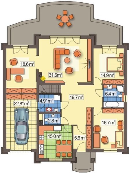 Parter projektu Mila 2A garaż