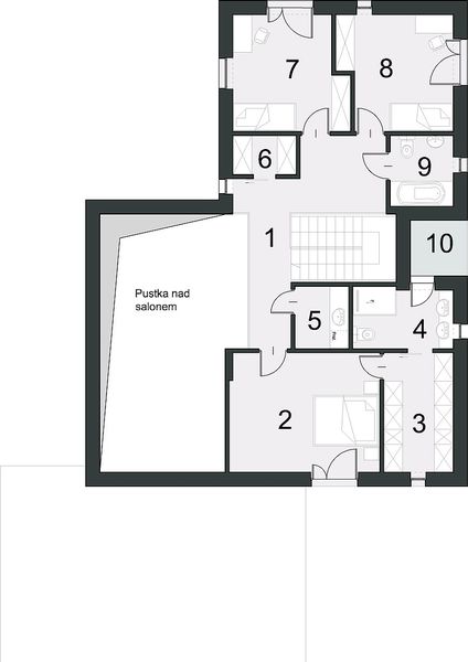 Piętro 1 projektu Nowoczesny D10