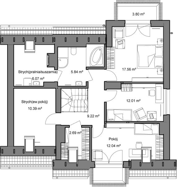 Poddasze projektu Domidea 52 a