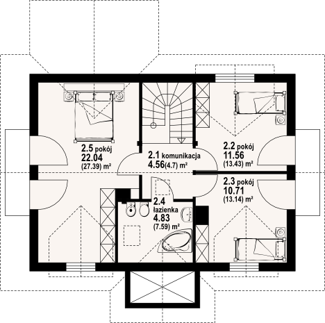 Poddasze projektu Hoczew średnia 15 dw