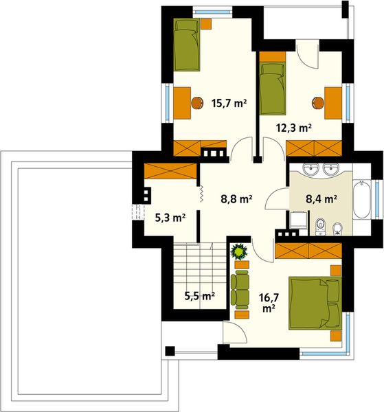 Piętro 1 projektu Cyprys 2 MC