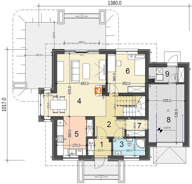 Parter projektu Baset 3 z garażem