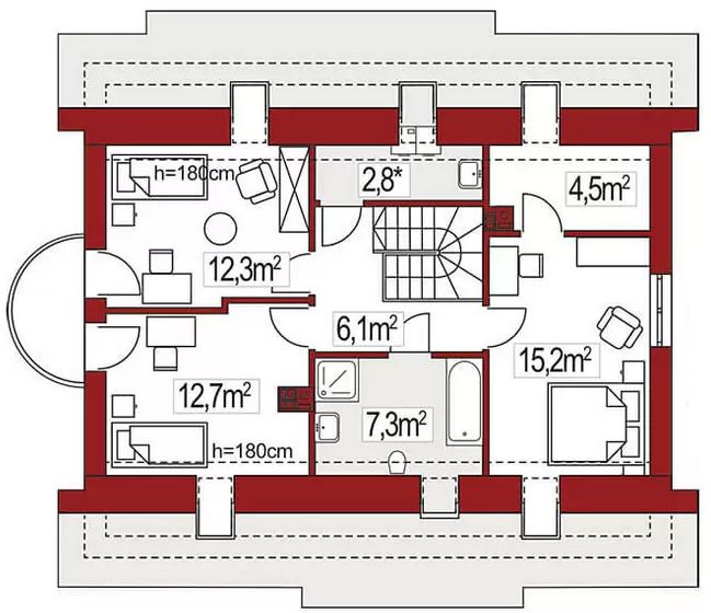 Poddasze projektu Ewa Lux 2A
