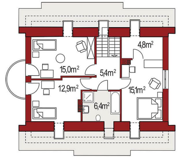 Poddasze projektu Ewa Gold 2A