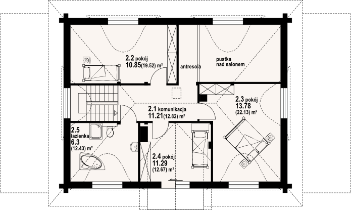 Poddasze projektu Chmielniki małe 39 dw
