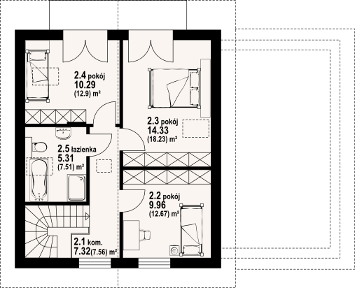 Poddasze projektu Grochowo Nowe 3gx