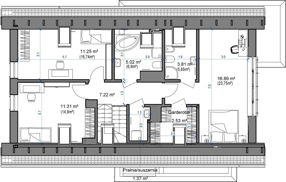 Poddasze projektu Domidea 57