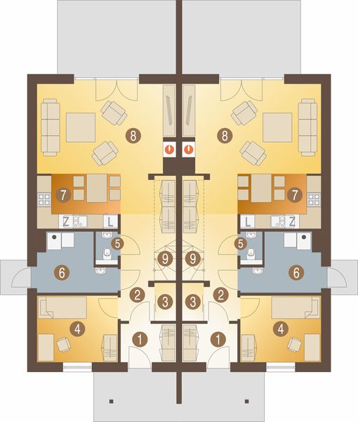 Parter projektu Azalia bez garażu bliźniak [B-BL2]