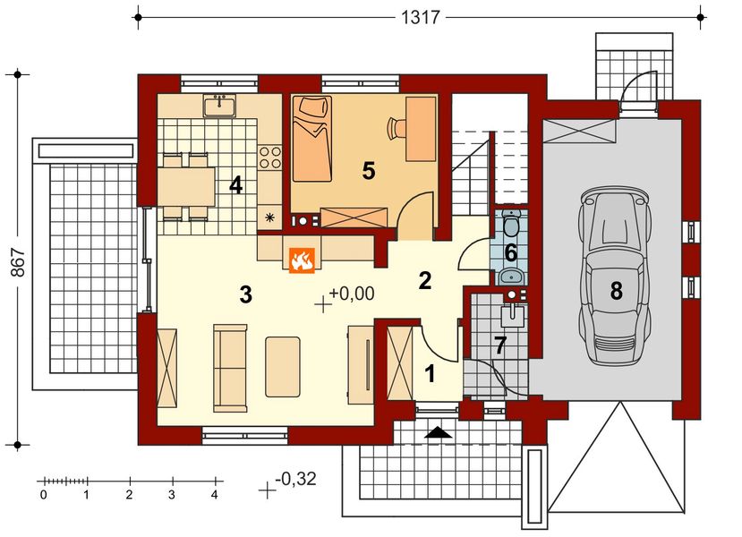 Parter projektu Pinczer 2 z garażem