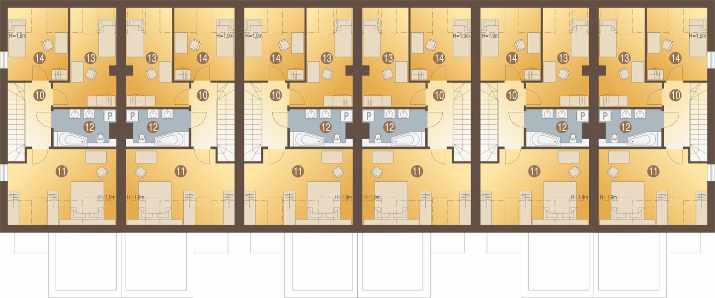 Poddasze projektu Azalia II z garażem 1-st. szeregówka [A-SZ]