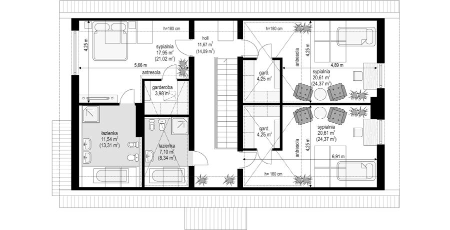 Poddasze projektu Nowoczesny 2