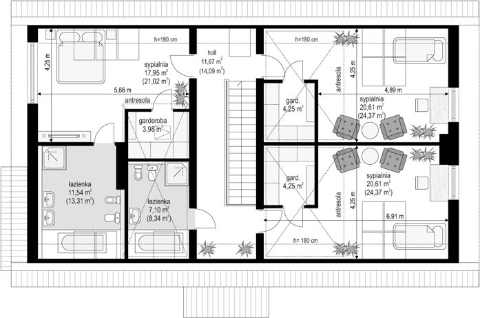 Poddasze projektu Nowoczesny