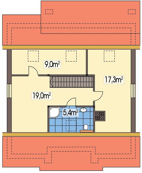 Poddasze projektu Małgosia wersja DD bez garażu, z poddaszem, bez wykusza paliwo stałe