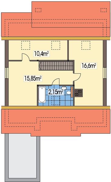 Poddasze projektu Małgosia wersja EE z garażem z przodu, z poddaszem, bez wykusza paliwo stałe