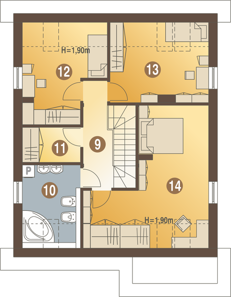 Poddasze projektu Miła z garażem 1-st. [A]