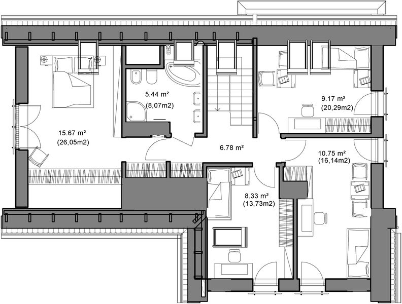 Poddasze projektu Domidea 53 w3 - 6 pokojowy