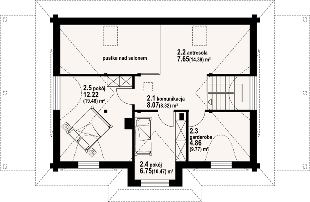 Poddasze projektu Chmielniki małe dw 11 rx
