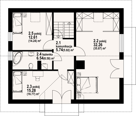 Poddasze projektu Jaworki 14m