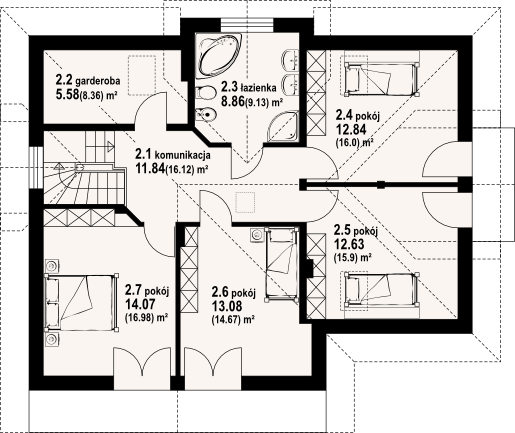 Poddasze projektu Sławków b2