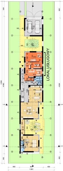 Parter projektu MD-23 (dom z lokalem usługowym i pomieszczeniem hobby)