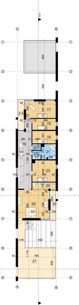 Piętro 1 projektu MD-23 (dom z lokalem usługowym i pomieszczeniem hobby)